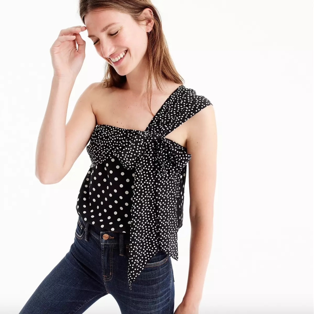 J Crew Silk One Shoulder Top